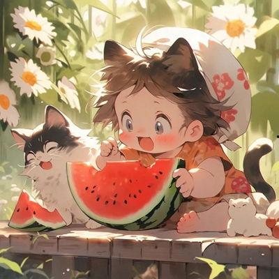 网红吃瓜动漫图片头像高清,动漫头像下的美食诱惑